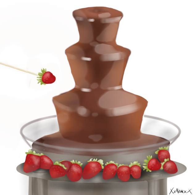 chocolate fountain with strawberries ibisPaint