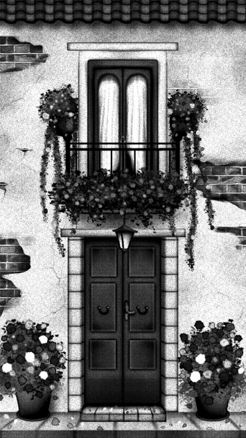 Old house and flowers