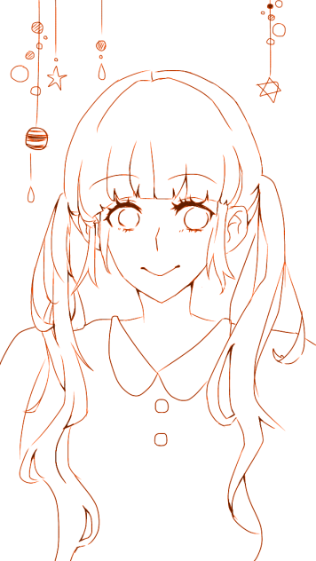 【線画】ぱっつんツインの女の子(せな)