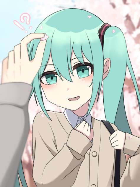 頭に花びら付いてるよ