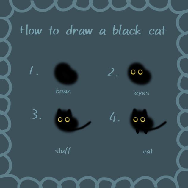 how to draw a black cat🐈‍⬛️
