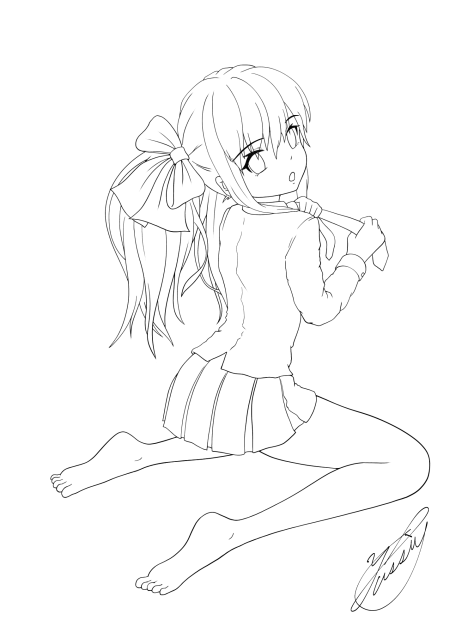 Girl's preparation（線画）