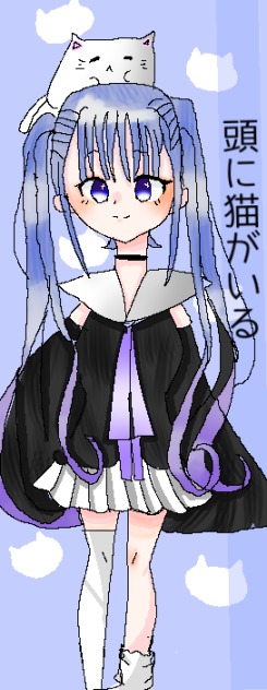 頭に猫がいる