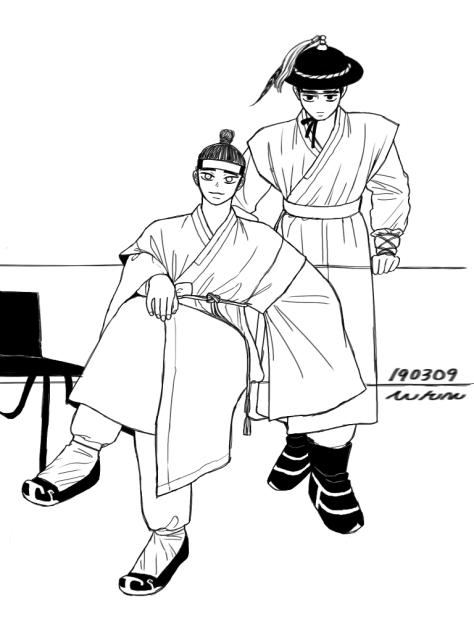 한복 그리기 어렵다ㅠㅠ