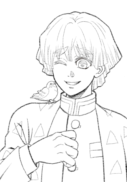 我妻善逸　線画