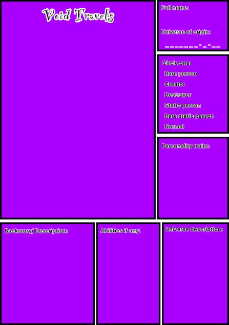 Void Travels character sheet