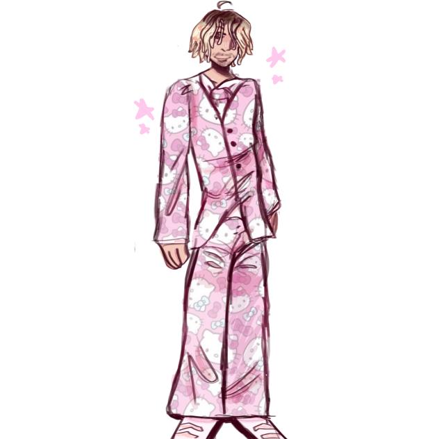 Friends bf in a hello kitty suit