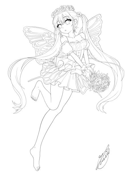 春の妖精（線画）