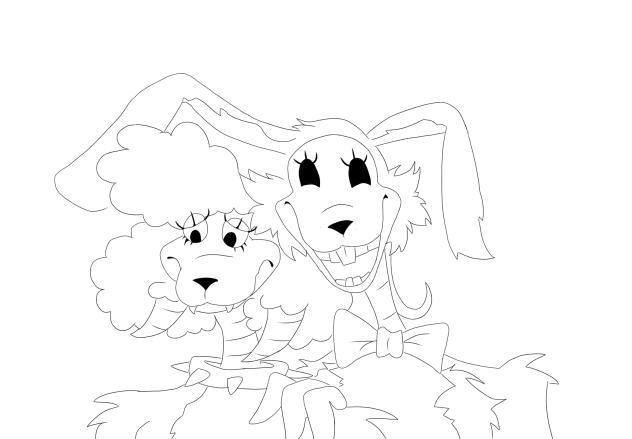 Pumpkin bunny and witch sheep