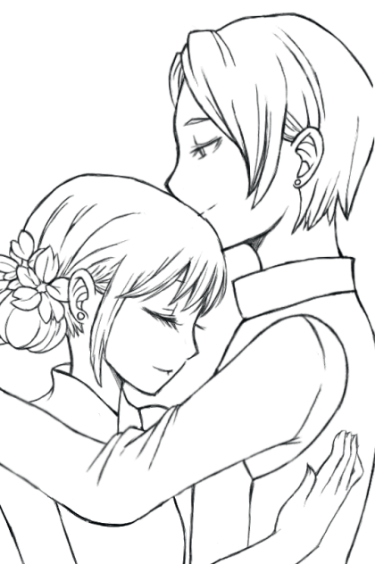 幸せな２人(塗ってください。)