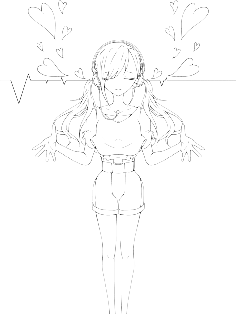 心の音を聴く 線画