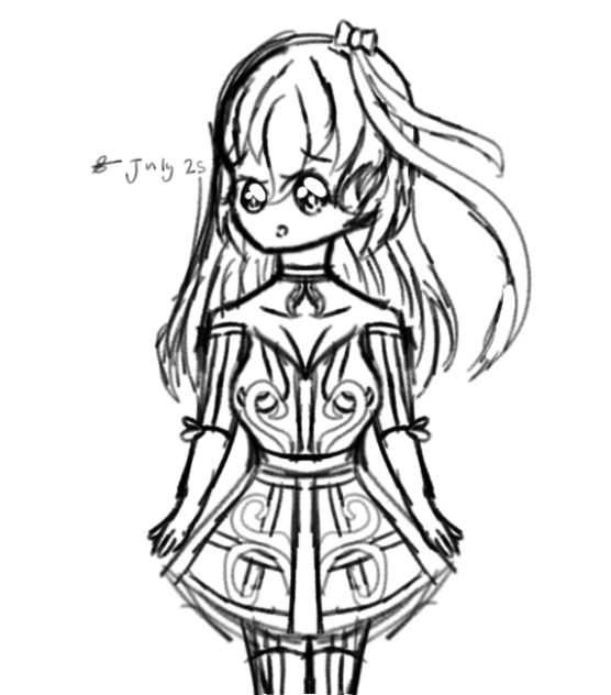 A Worried Royal beautiful Girl Sketch