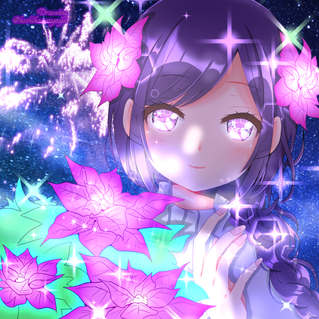 紫ポインセチア(星川ヤヨイさんの線画お借りしました！)