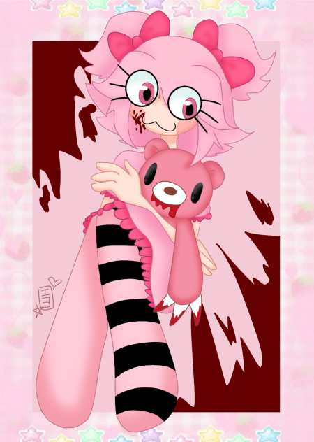 Lula with her gloomy bear plush