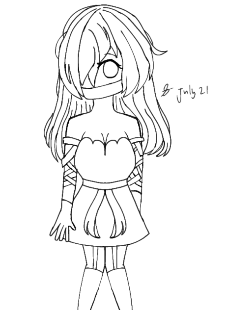 A beatiful masked girl Lineart