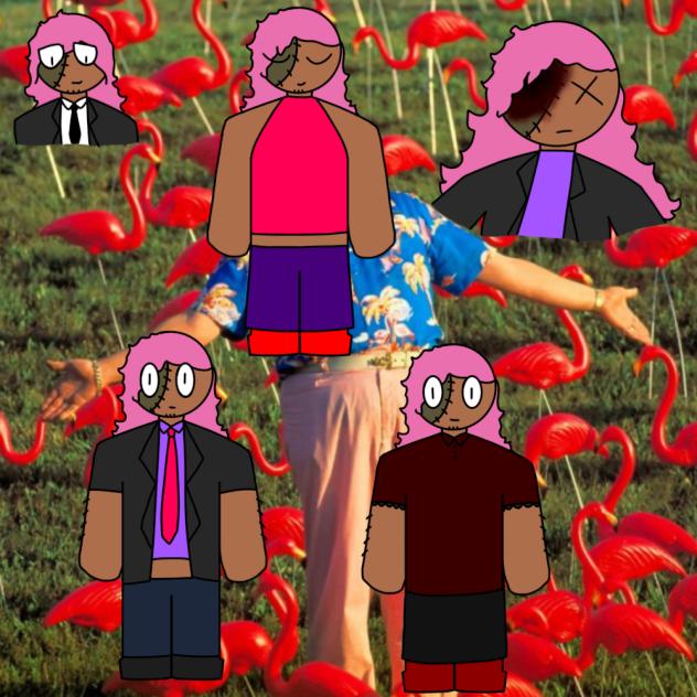 Harvey in a bunch of outfits