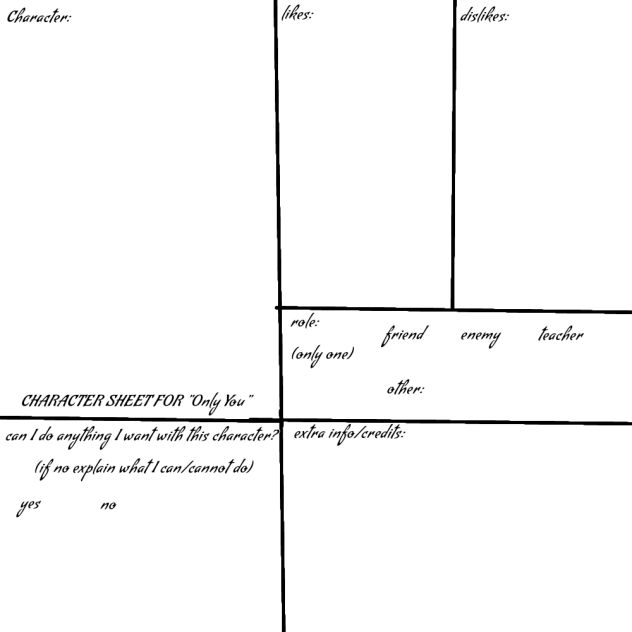 Only You character sheet