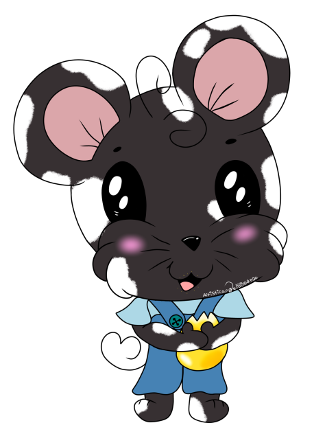 Black And White Boy Mouse With Corn Kern