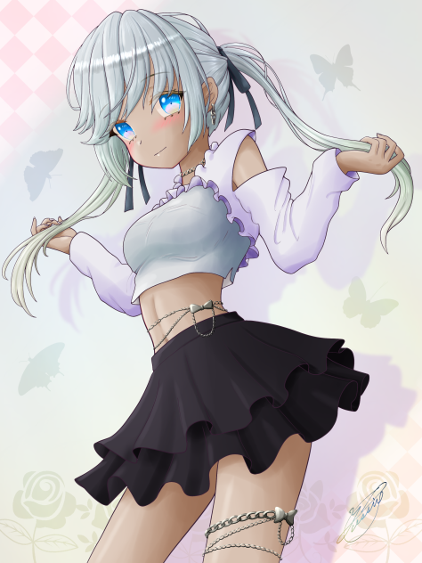 ツインテとティアードスカート