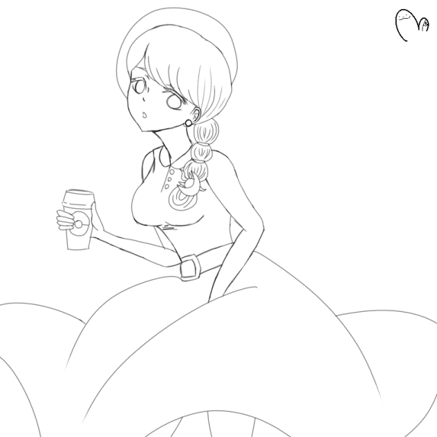 ワンピースのおねえさん 線画