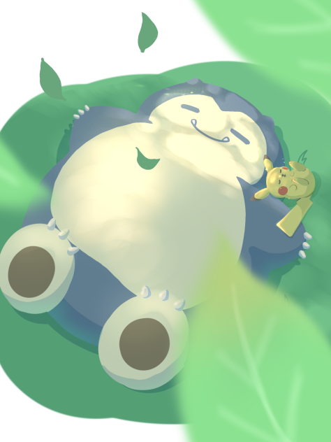 カビゴンとピカチュウ