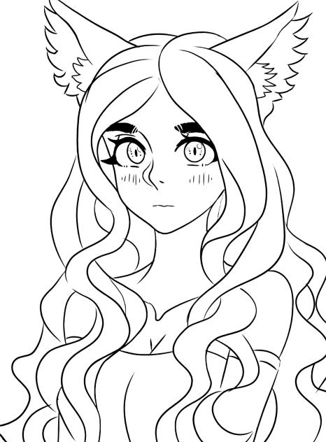 neko girl lineart