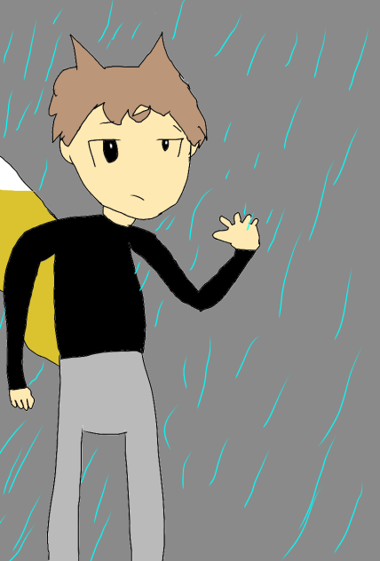 雨の中で