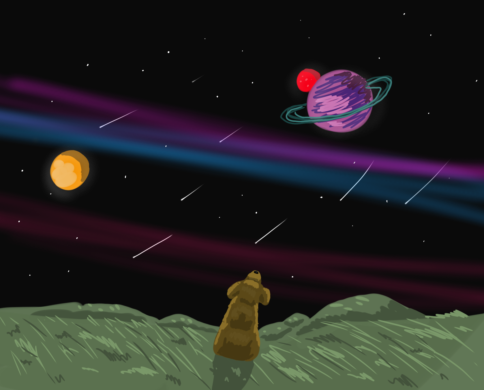 3 moon sky - ibisPaint