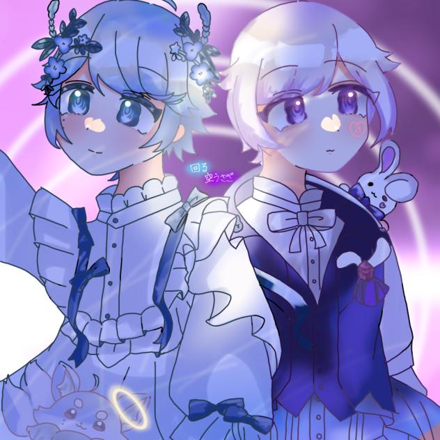 回る空うさぎ(塗り絵)