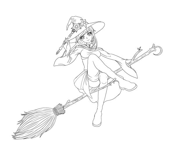 Halloween witch coloring page