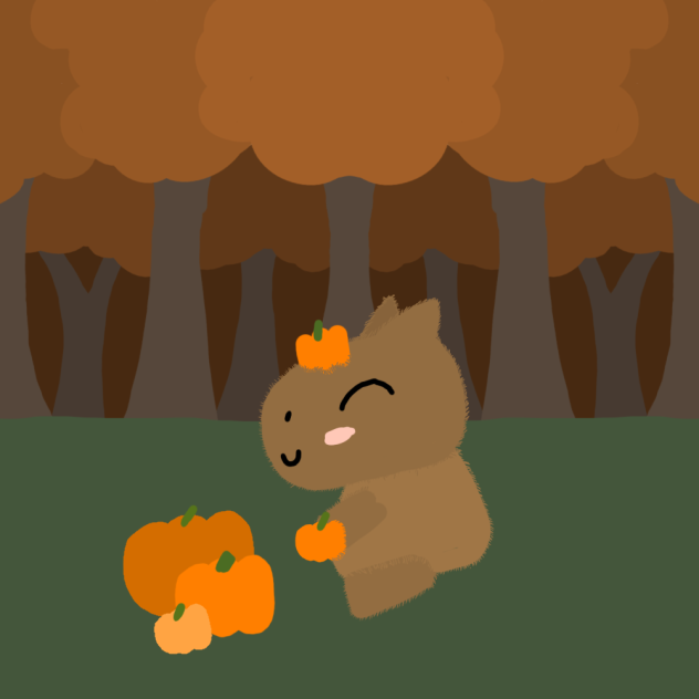 capybara with a pumpkin🎃