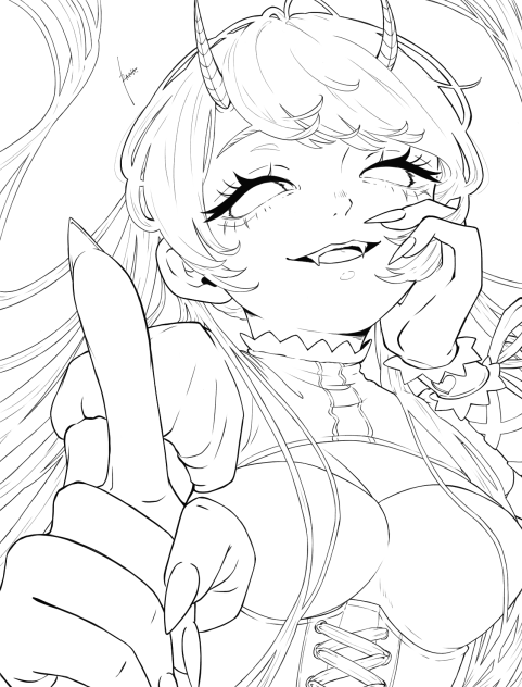 “ Mischievous3” line drawing