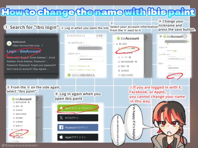 How to change the name with ibis paint