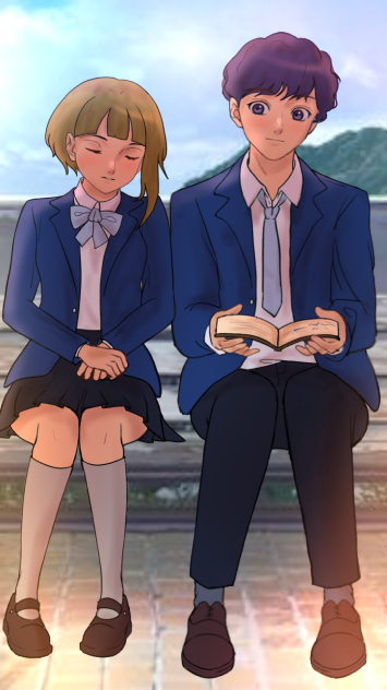 High school boy and girl - ibisPaint