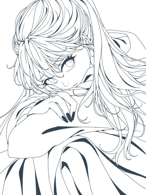 女子イラスト全体　塗り絵