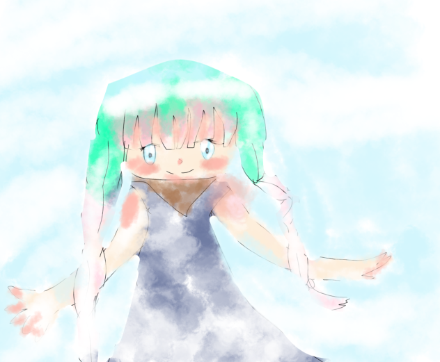 青空 雲子ちゃん(逆お絵かき)色からぬって線画するお絵かき