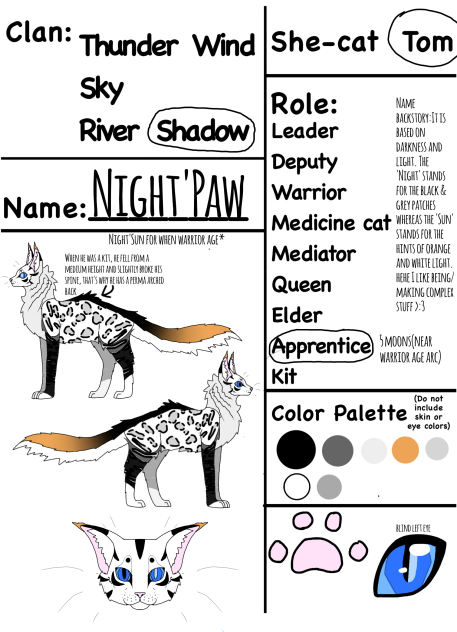 Clan cat Oc for Warriors RP!