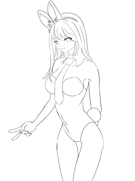 バニー　線画