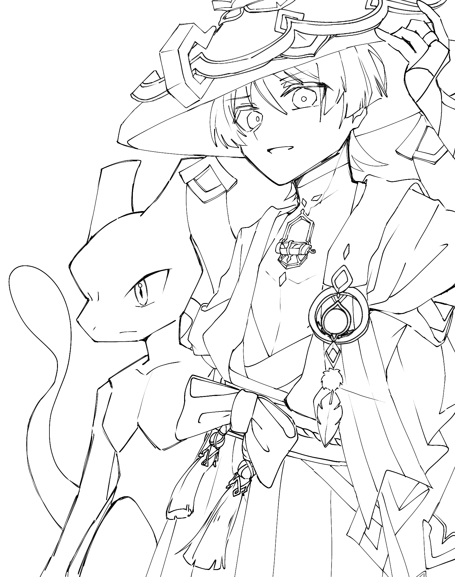 放浪者&ミュウツー線画 - ibisPaint