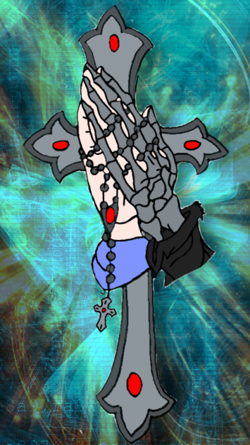 prying hands and cross - ibisPaint