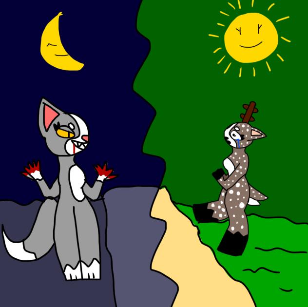 Wolf and deer