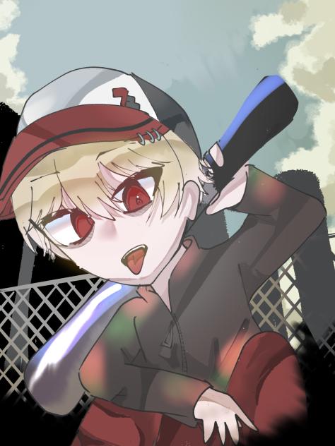 左手には金属バッド___