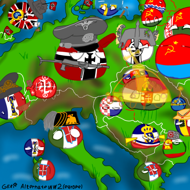 Countryball map (alternate ww2 Europe)