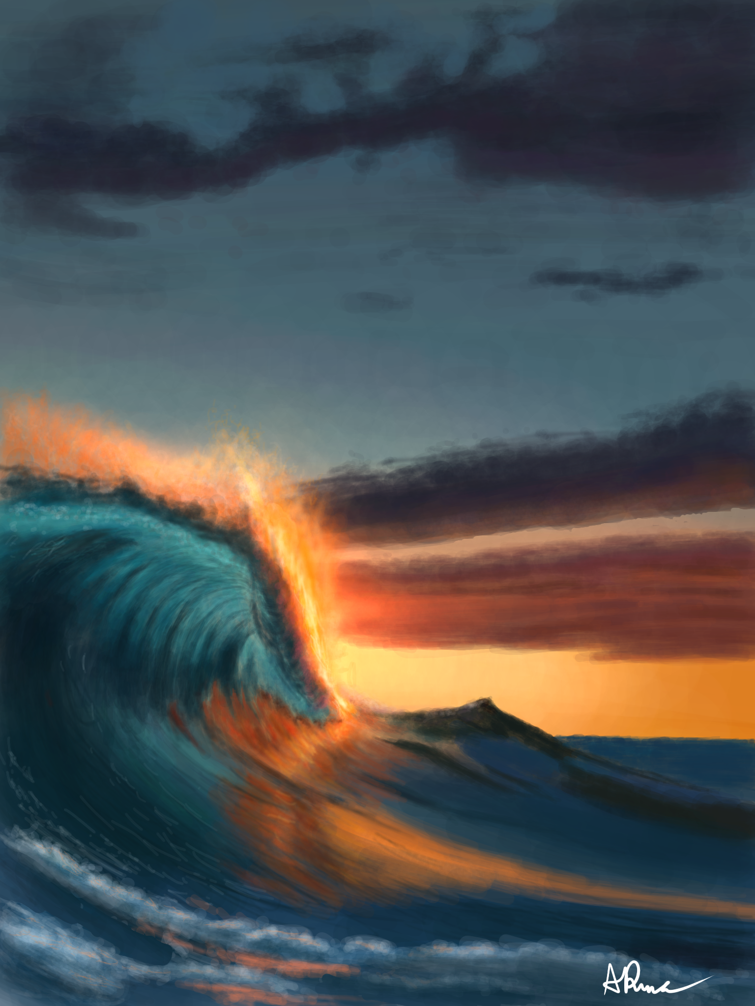 Wave at Sunset - ibisPaint