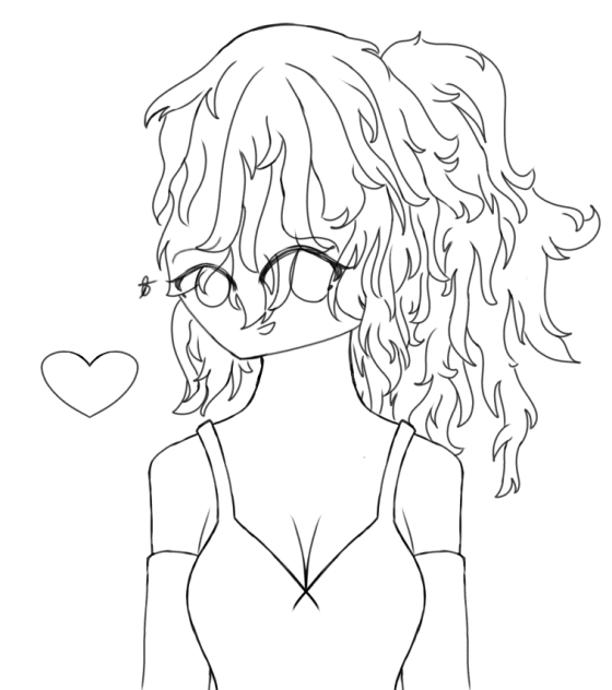 A Nice Girl with a cute Ponytail Lineart