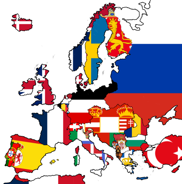 1914 Europe Flag Map