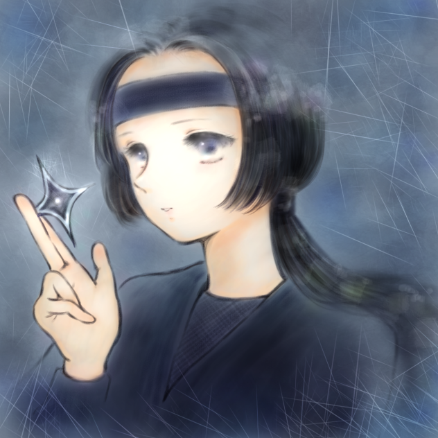 手裏剣を持つ忍者女子。