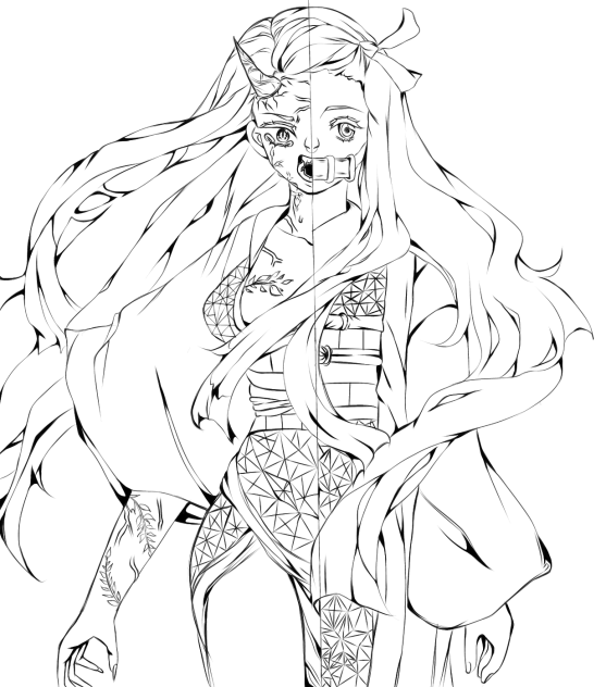 lineart nezuko(fanart)