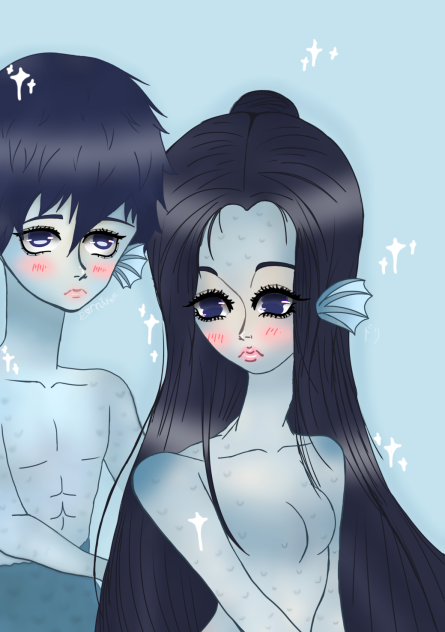 Giyuu and his wife!🫶🏻🧜🏻‍♀️💙✨🌙