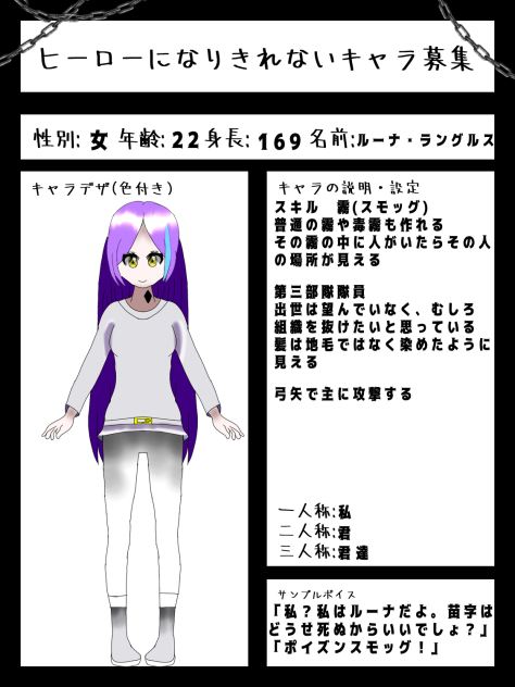 #ヒーローになりきれない　キャラ募集